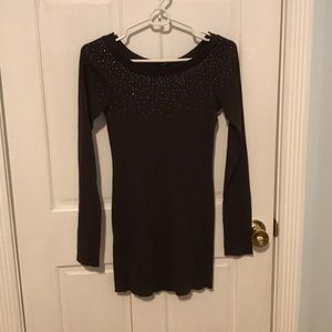 Brown Express Long Sleev Top w/ Small Rhinestones